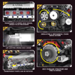 Motor BMW F1 V8 de bloques K96212 – 664 piezas, luces y app